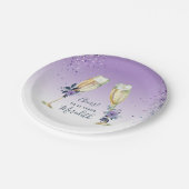 Lavender Ombre Blauwgroen Champagne Toast 21st Bir Papieren Bordje (Gekanteld)