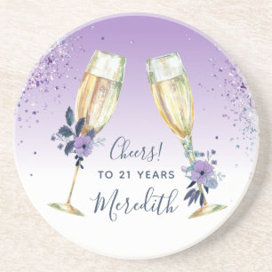 Lavender Ombre Blauwgroen Champagne Toast 21st Bir Zandsteen Onderzetter