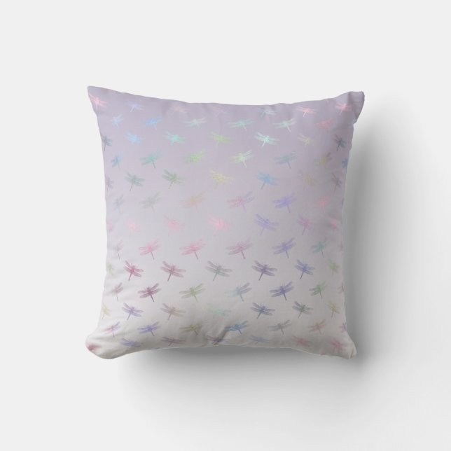 Lavender Ombre Rainbow Dragonflies Kussen (Voorkant)