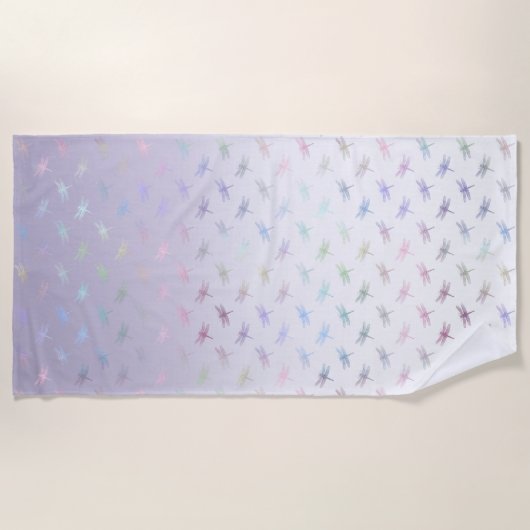 Lavender Ombre Rainbow Dragonflies Strandlaken (Voorkant)