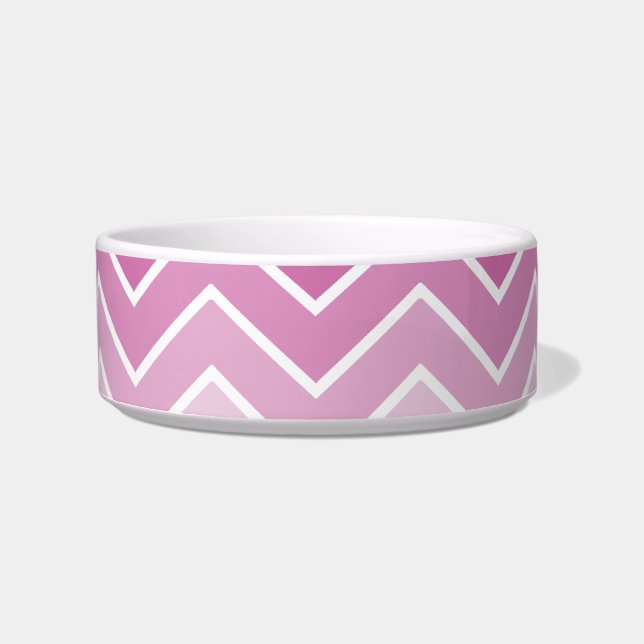 Lavender Ombre Zig Zag Chevron Pattern Pet Bowls Voerbakje (Voorkant)