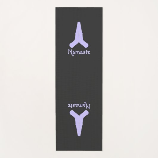 Lavender op Black Namaste Mudra Hands Yogamat (Voorkant)