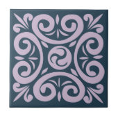 Lavender op Blue Intricate patroon Tegeltje (Voorkant)