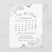 Lavender op Witte bruiloft Sparen de Kalender van  Aankondigingskaart (Voorkant)