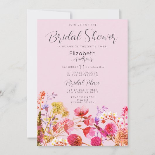 Lavender Orange Pink Yellow Floral Bridal Shower Kaart (Voorkant)