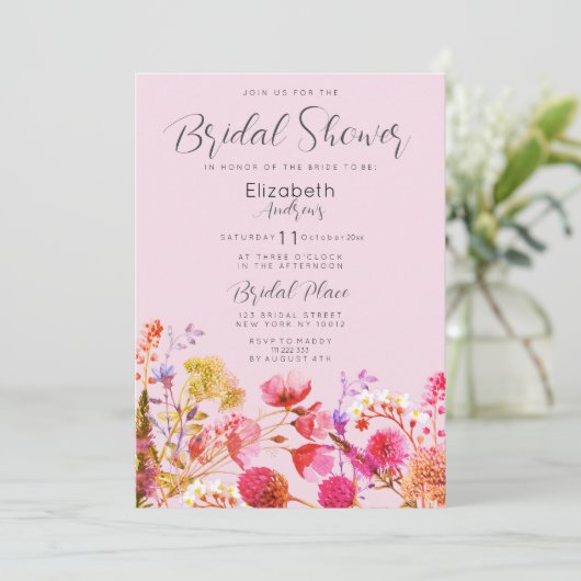 Lavender Orange Pink Yellow Floral Bridal Shower Kaart (Staand voorkant)
