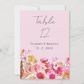 Lavender Orange Pink Yellow Floral Table Numbers Kaart (Voorkant)