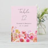 Lavender Orange Pink Yellow Floral Table Numbers Kaart (Staand voorkant)