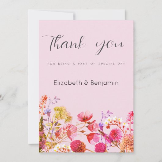 Lavender Orange Pink Yellow Floral Thank You  Kaart (Voorkant)