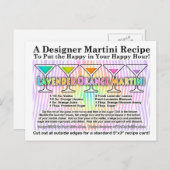Lavender Oranje Martini Cocktail Recipe Briefkaart (Voorkant / Achterkant)