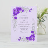 Lavender Ornate Spring Wedding Kaart (Staand voorkant)