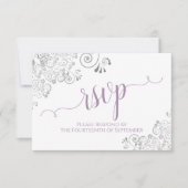 Lavender over White Elegant Calligraphy Wedding RSVP Kaartje (Voorkant)