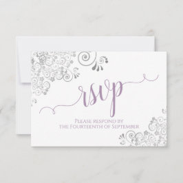 Lavender over White Elegant Calligraphy Wedding RSVP Kaartje
