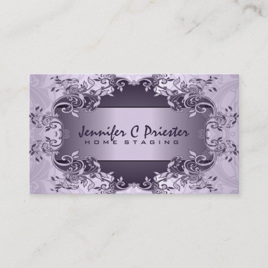 Lavender Paars  Abstract Floral Design Visitekaartje (Voorkant)