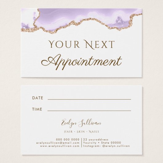 lavender paars Agate Appointment Card Visitekaartje (Voorkant /achterkant)