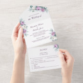 Lavender Paars All in One Wedding Invite All In One Uitnodiging (Afscheurbaar)
