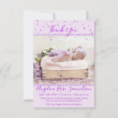 Lavender Paars Baby shower Hartelijk dank | FOTO Bedankkaart (Voorkant)