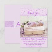 Lavender Paars Baby shower Hartelijk dank | FOTO Bedankkaart (Voorkant / Achterkant)