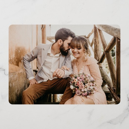 Lavender Paars Botanical Wreatfoto Folie Uitnodiging (Achterkant)