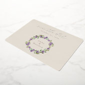 Lavender Paars Botanical Wreatfoto Folie Uitnodiging (Gedraaid)