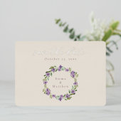 Lavender Paars Botanical Wreatfoto Folie Uitnodiging (Staand Voorkant)