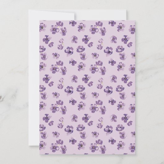 Lavender Paars Botanical Wreath Wedding Kaart (Achterkant)