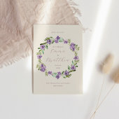Lavender Paars Botanical Wreath Wedding Kaart