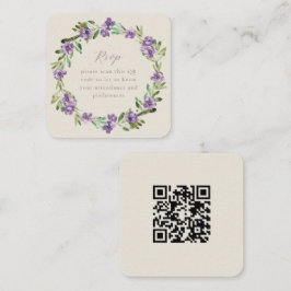 Lavender Paars Botanical WreatQR Code RSVP Informatiekaartje