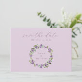Lavender Paars Botanisch Wreator QR Save The Date (Staand voorkant)