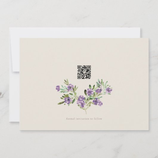 Lavender Paars Botanisch Wreator QR Save The Date (Achterkant)