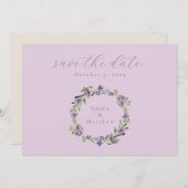 Lavender Paars Botanisch Wreator QR Save The Date (Voorkant / Achterkant)
