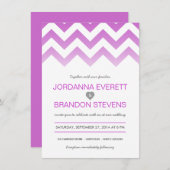 Lavender Paars Chevron Ombre Wedding Invitations Kaart (Voorkant / Achterkant)