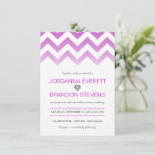 Lavender Paars Chevron Ombre Wedding Invitations Kaart (Staand voorkant)
