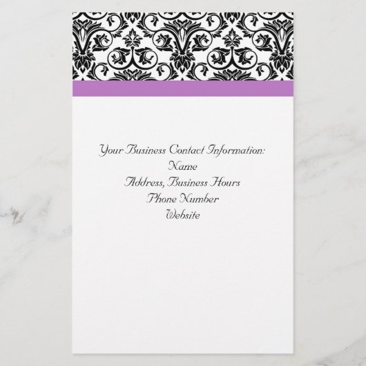 Lavender Paars Damask Black/White Flyer (Achterkant)