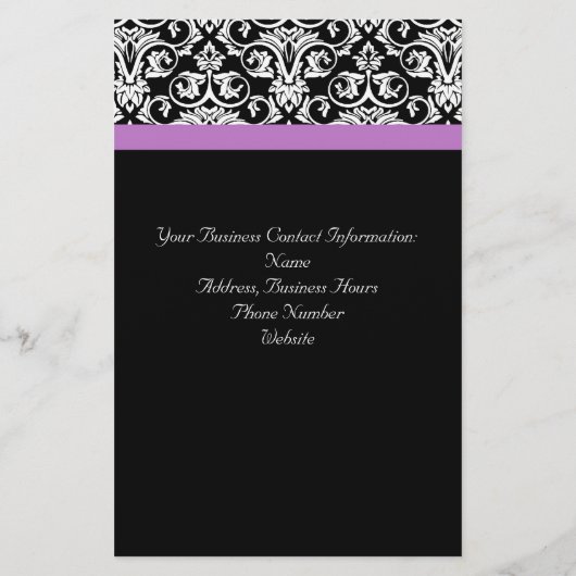 Lavender Paars Damask Black/White Flyer (Achterkant)