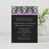 Lavender Paars Damask Black/White Kaart (Staand voorkant)