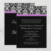 Lavender Paars Damask Black/White Kaart (Voorkant / Achterkant)