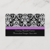 Lavender Paars Damask Black/White Visitekaartje (Achterkant)
