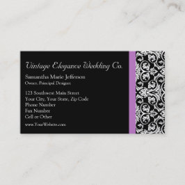Lavender Paars Damask Black/White Visitekaartje