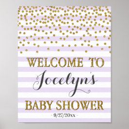 Lavender Paars en Gold Girl Baby shower Welkom Poster
