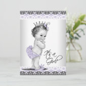 Lavender Paars en grijs  Baby Girl Shower Kaart (Staand voorkant)