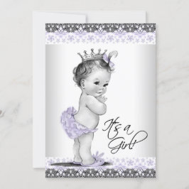 Lavender Paars en grijs  Baby Girl Shower Kaart