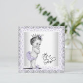 Lavender Paars en grijs  Baby Girl Shower Kaart (Staand voorkant)