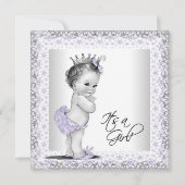 Lavender Paars en grijs Baby Girl Shower Kaart (Voorkant)
