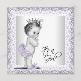 Lavender Paars en grijs  Baby Girl Shower Kaart