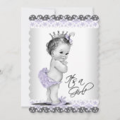 Lavender Paars en grijs  Baby Girl Shower Kaart (Voorkant)
