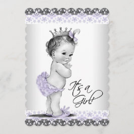 Lavender Paars en grijs  Baby Girl Shower Kaart