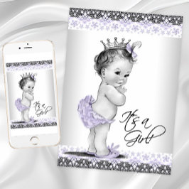 Lavender Paars en grijs  Baby Girl Shower Kaart