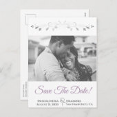 Lavender Paars en grijs huwelijk sparen de datum Feestdagenkaart (Voorkant / Achterkant)