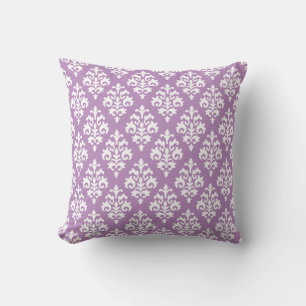 Lavender Paars en White Damask Pattern Kussen